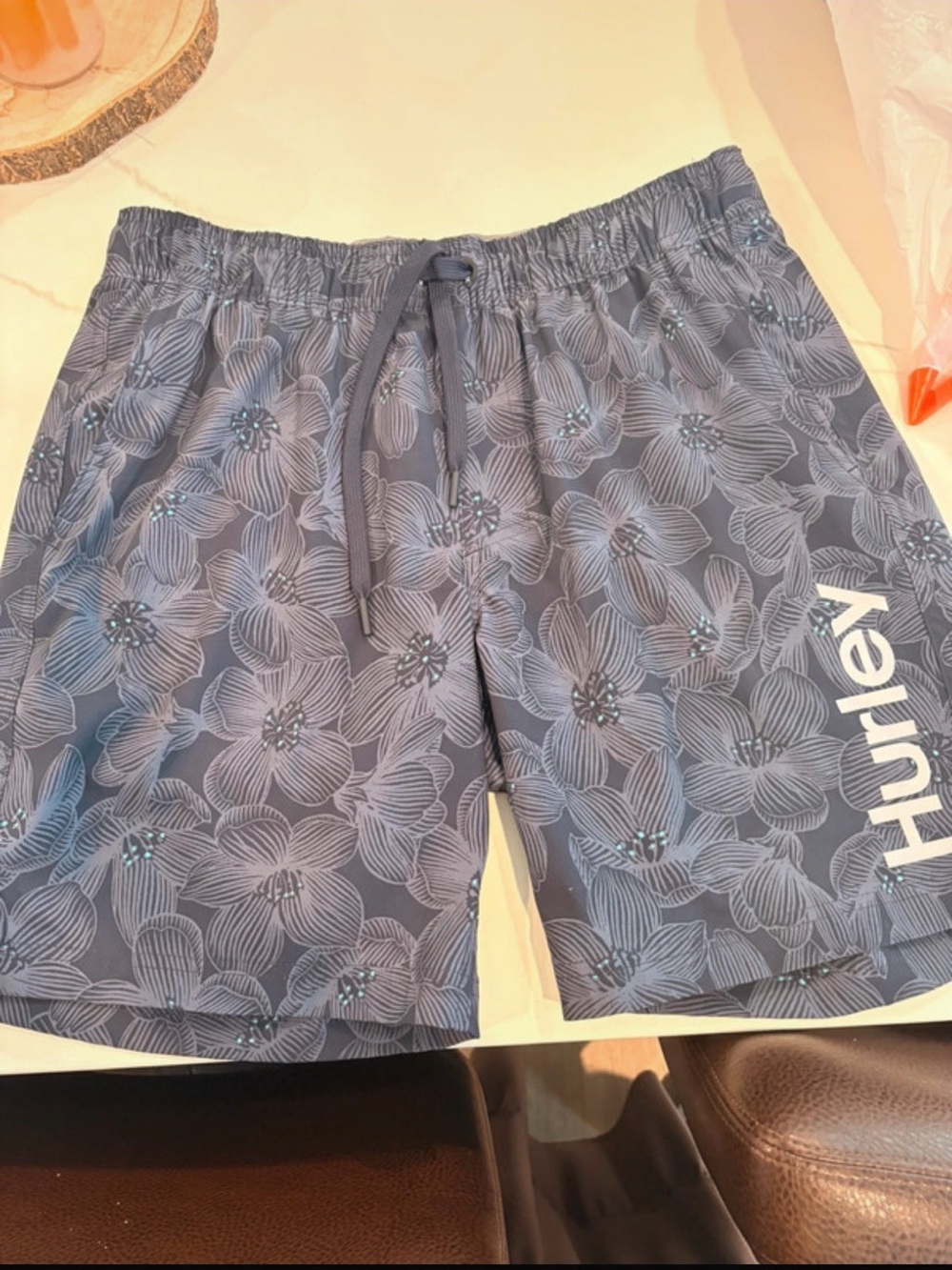 Hurley Black Athletic Swim Shorts with Grey Waistband